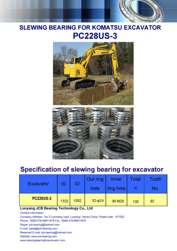 slewing bearing for komatsu excavator PC228US-3